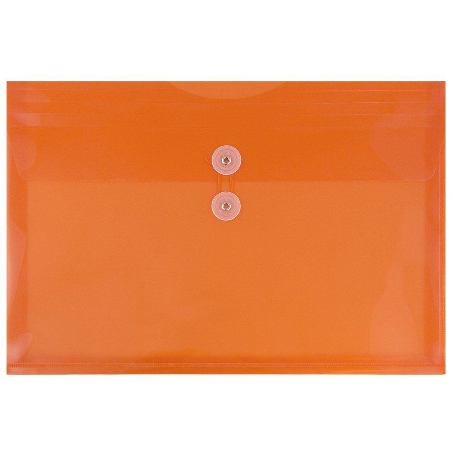 JAM Paper Premium Plastic Filing Envelope with Button & String Closure, Legal, Orange, 3/Pack (219B1ORX3)