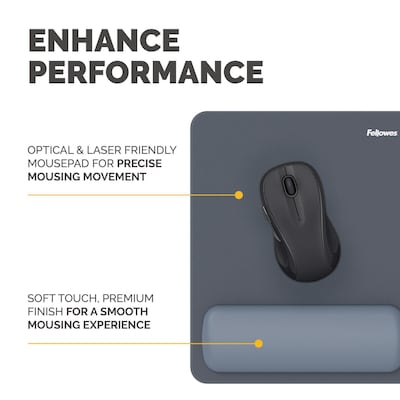 Fellowes Breyta Foam Mouse Pad/Wrist Rest Combo, Blue (100145421)