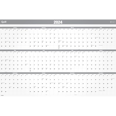 2024 Quill Brand® 24" x 36" Monthly Dry Erase Wall Calendar, Reversible, Gray (52169-24-QCC)