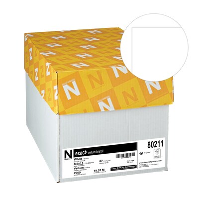 Exact Vellum Bristol 8.5 x 11 Cardstock Paper, 67 lbs., White, 250 Sheets/Ream, 8 Reams/Carton (80211)