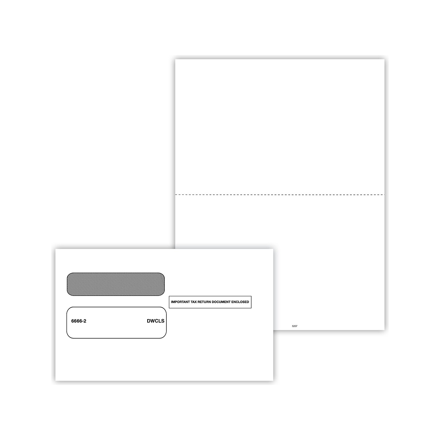 ComplyRight W-2 Blank Tax Form Set with Envelopes/Recipient Copy Only, 2-Up, 50/Pack (5207E50)