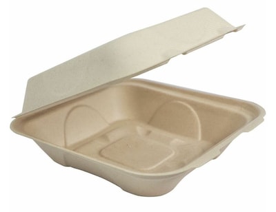 World Centric Fiber Hinged Container, Natural, 300/Carton (WORTOSCU9LFP)