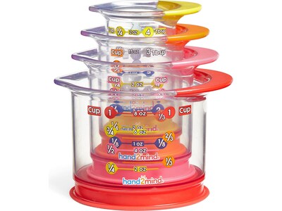 hand2mind Rainbow Fraction Liquid Measuring Cups, 6/Set (94468)
