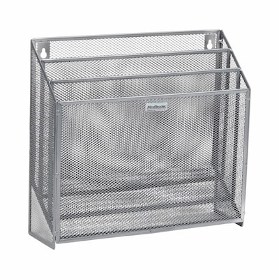 Mind Reader 3-Pocket Metal Mesh Mountable Wall File, Letter Size, Silver (WAFIST3-SIL)
