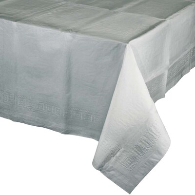 Creative Converting Touch of Color Paper Tablecloth, Shimmering Silver, 6/Pack (713281)