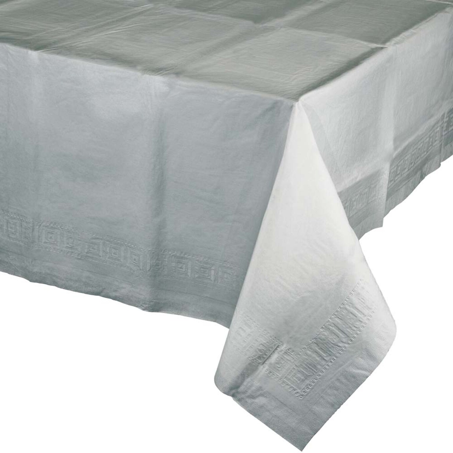 Creative Converting Touch of Color Paper Tablecloth, Shimmering Silver, 6/Pack (713281)
