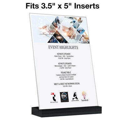Global Printed Products Generic Holder, 3.5 x 5, Vertical, Table Top/Countertop, Black/Clear Acrylic (SGNH-AB-35X5-BK)