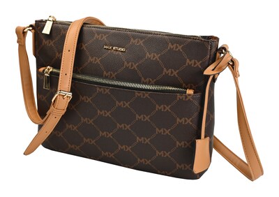 Max Studio Signature Pebble Grain Top Zip Passport Crossbody