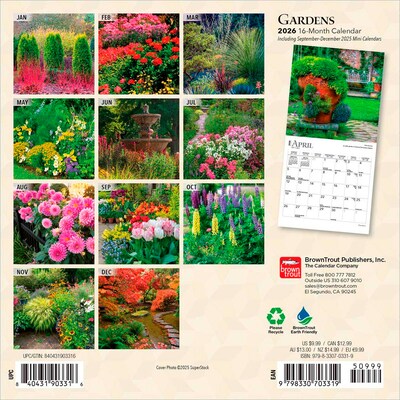 2026 BrownTrout Gardens 7 x 7 Monthly Wall Calendar (9798330703319)