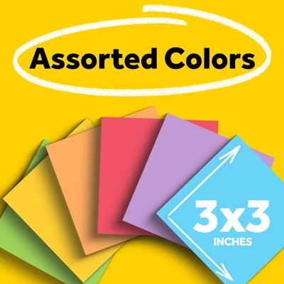 Post-it Super Sticky Notes, 3 x 3, Assorted Bright Colors, 70 Sheets/Pad, 8 Pads/Pack (654-8SSAP)