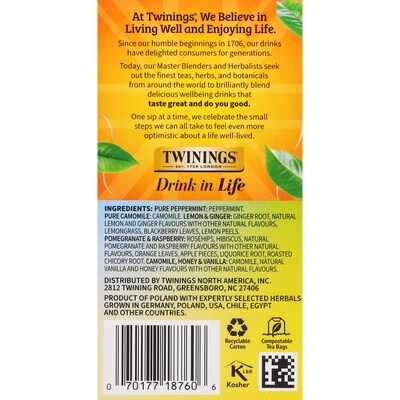 Twinings Assorted Herbal Tea Bags, 20/Box (F08666)