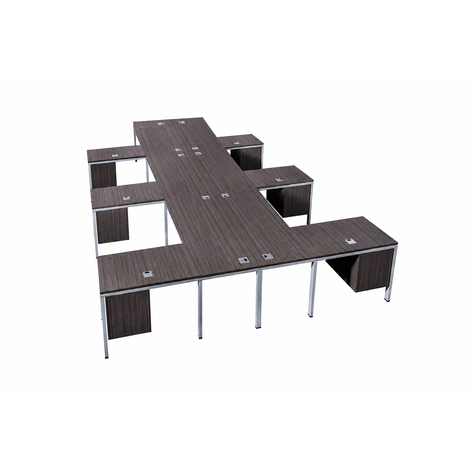 Boss Office Products Simple System 71W L-Shaped Desk with Pedestal, Driftwood, 6/Set (SGSD023-203)