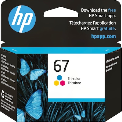 HP 67 Tri-Color Standard Yield Ink Cartridge, Prints Up to 100 Pages (3YM55AN#140)