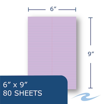 Roaring Spring Paper Products Enviroshades Steno Pad, 6 x 9, Gregg Ruled, Orchid, 80 Sheets/Pad, 4 Pads/Pack (ROA12264)