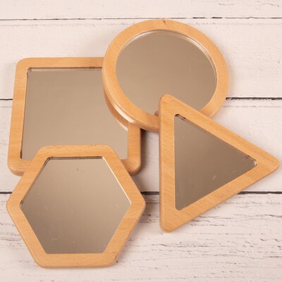 Learn Well Little Looking Shape Mirrors, Assorted Colors, 4/Set (YUSE0321)