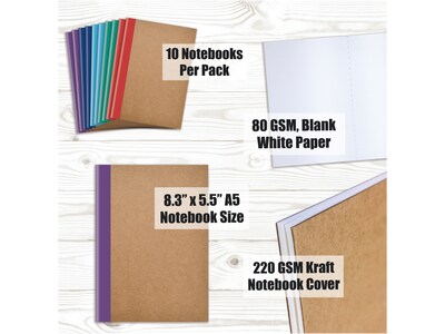 Better Office Customizable Notebook, 5.5" x 8.3", 30 Sheets, Kraft, 10/Pack (25030-10PK)