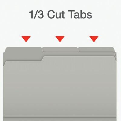 Pendaflex Heavy Duty File Folder, 1/3-Cut Tab, Assorted, Legal Size, Gray, 100/Box (1007032)