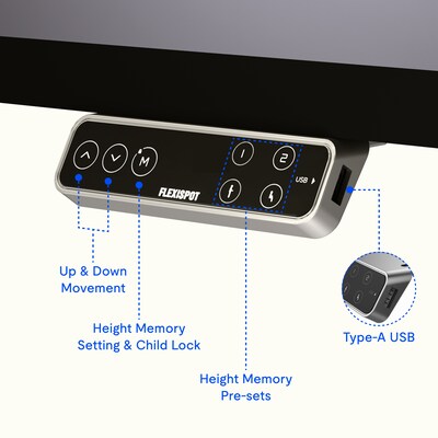 FlexiSpot E7L Series 76"W Electric L-Shaped Adjustable Standing Desk, Black/White (E7LW557624B)