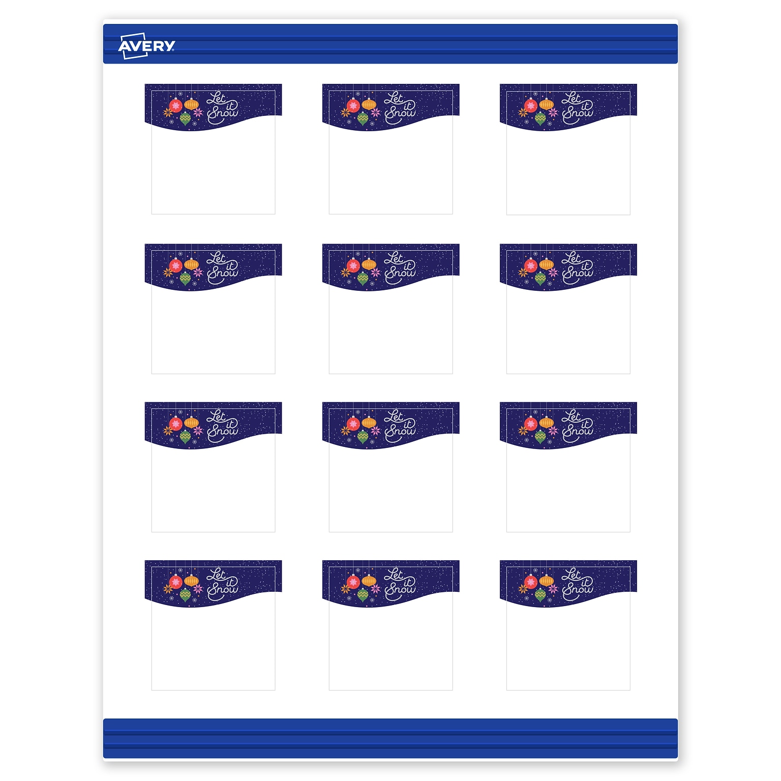 Avery Silver-Snowflakes Matte Blank Card, White, 120/Pack (S00-FK3)