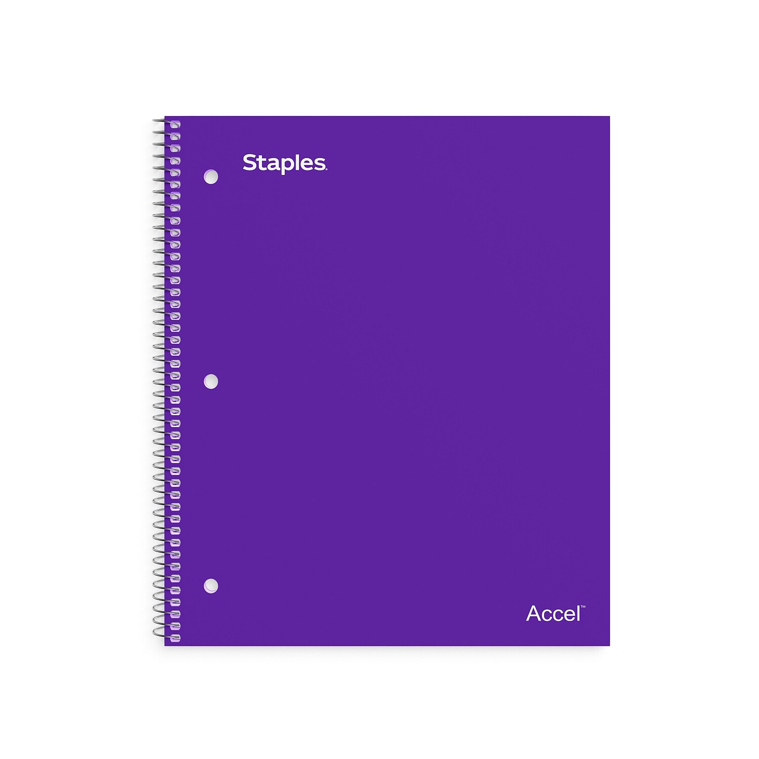 Staples Premium Poly 1-Subject Notebook, 8 x 10.5, Wide Ruled, 100 Sheets, Purple (ST20960D)