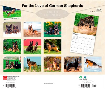 2026 BrownTrout For the Love of German Shepherds 14 x 12 Monthly Wall Calendar (9798330703395)