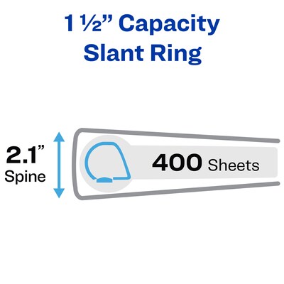 Avery Heavy Duty 1 1/2 3-Ring View Binders, Slant Ring, White, 4/Pack (79781)