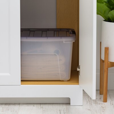 Iris 40 Quart Storage Bin with Latching Lid, Plastic, Clear, 5/Pack (500154)