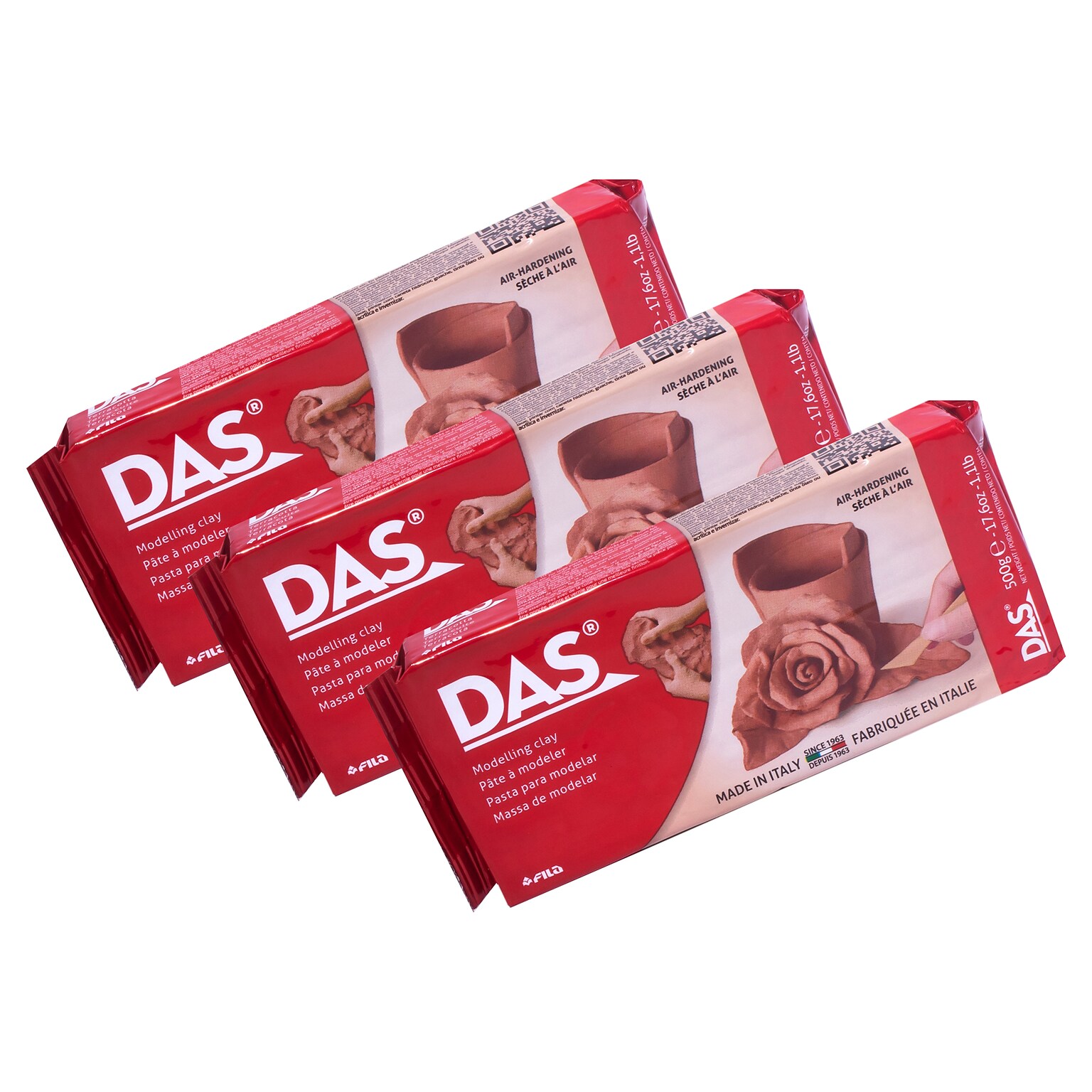 DAS Modeling Clay Air Hardening, Terra Cotta, 1.1lb, 3/Bundle (DASF387100-3)