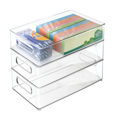 iDESIGN Medium Stackable Plastic Storage Bin, Clear, 3/Pack (70530M3)