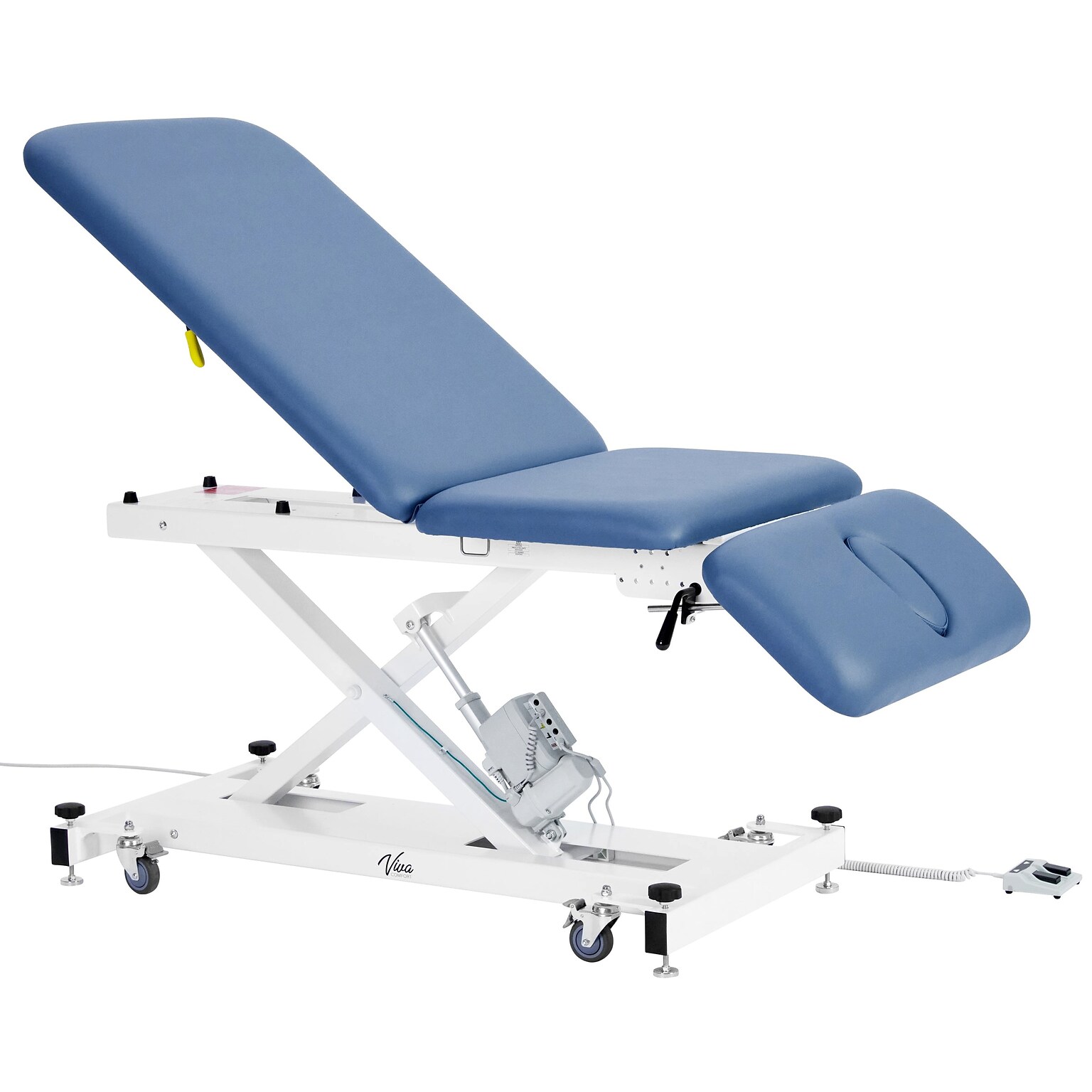 Viva Comfort XRO 3-Section Electric Height and Back Adjustable Exam Table, 600 lbs. Capacity, Blue (ADI903-21-BLU-MK)