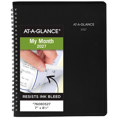 2027 AT-A-GLANCE QuickNotes 7 x 8.75 Monthly Planner, Faux Leather Cover, Black (76-08-05-27)