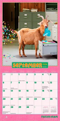 2026 BrownTrout Avanti Funny Farm 7" x 7" Monthly Wall Calendar (9798330707959)