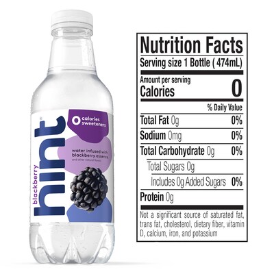 Hint Blackberry Flavored Water, 16 oz., 12/Carton (00034)
