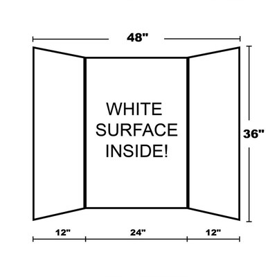 Bazic Tri-Fold Presentation Board, 36" x 48", Paper, White, 24/Carton (BAZ5033)
