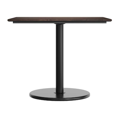 Flash Furniture Acadia Square Wooden Dining Table with Round Base, 36"D x 36"W, Dark Brown/Black Base (STSQ36WBRTR24)