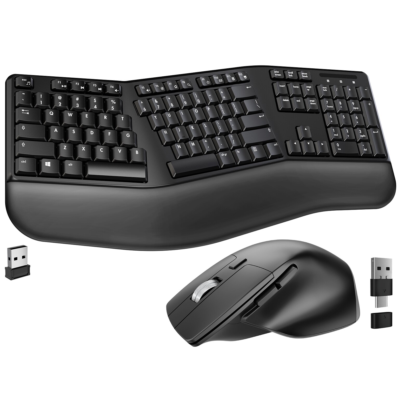 Delton G18 Wireless Ergonomic Keyboard and Optical Mouse Combo, Black (DKMKITERG18-WB)