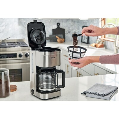 Krups Simply Brew 10-Cups Automatic Drip Coffee Maker, Stainless Steel (KM203D50)