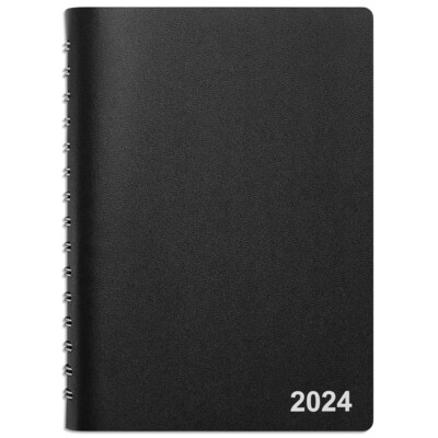 2024 Staples 5" x 8" Daily Appointment Book, Black (ST58452-24)