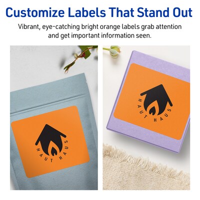 Avery Laser/Inkjet Multipurpose Labels, Bright Orange, 4 Labels/Sheet, 80 Sheets/Pack (94254-BOP80)