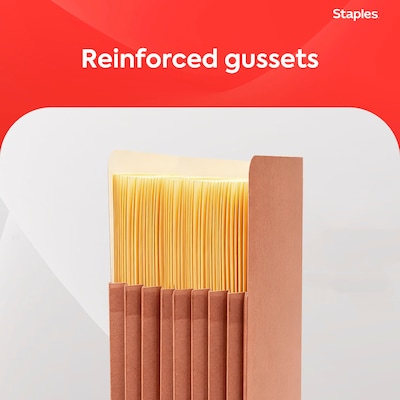 Staples Expanding File Pocket with Tyvek-Reinforced Gussets, Letter Size, 7-Inch Expansion, Straight-Cut Tab, Brown – 5/Pack