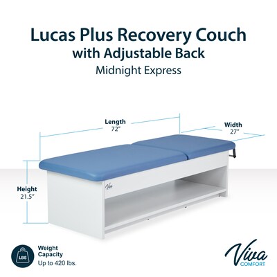 Viva Comfort Lucas Recovery Couch with Storage Shelf & Adjustable Backrest, Blue (ADI996-12-BLU-MK)