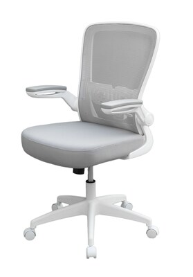 Boss Flip Arm Ergonomic Mesh/Fabric Swivel Task Chair, Gray/White (B6366WT-GY)