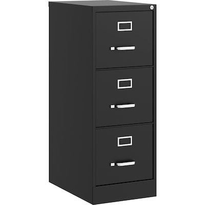 Lorell Fortress 3-Drawer Vertical File Cabinet, Letter Size, Lockable, 40.2H x 15W x 22D, Black (LLR42297)
