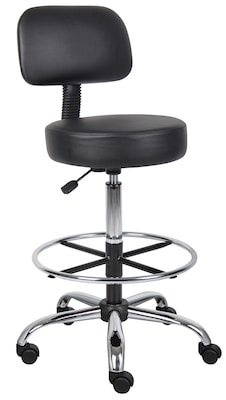 Boss® CareSoft Medical/Drafting Stool with Back Cushion; Black