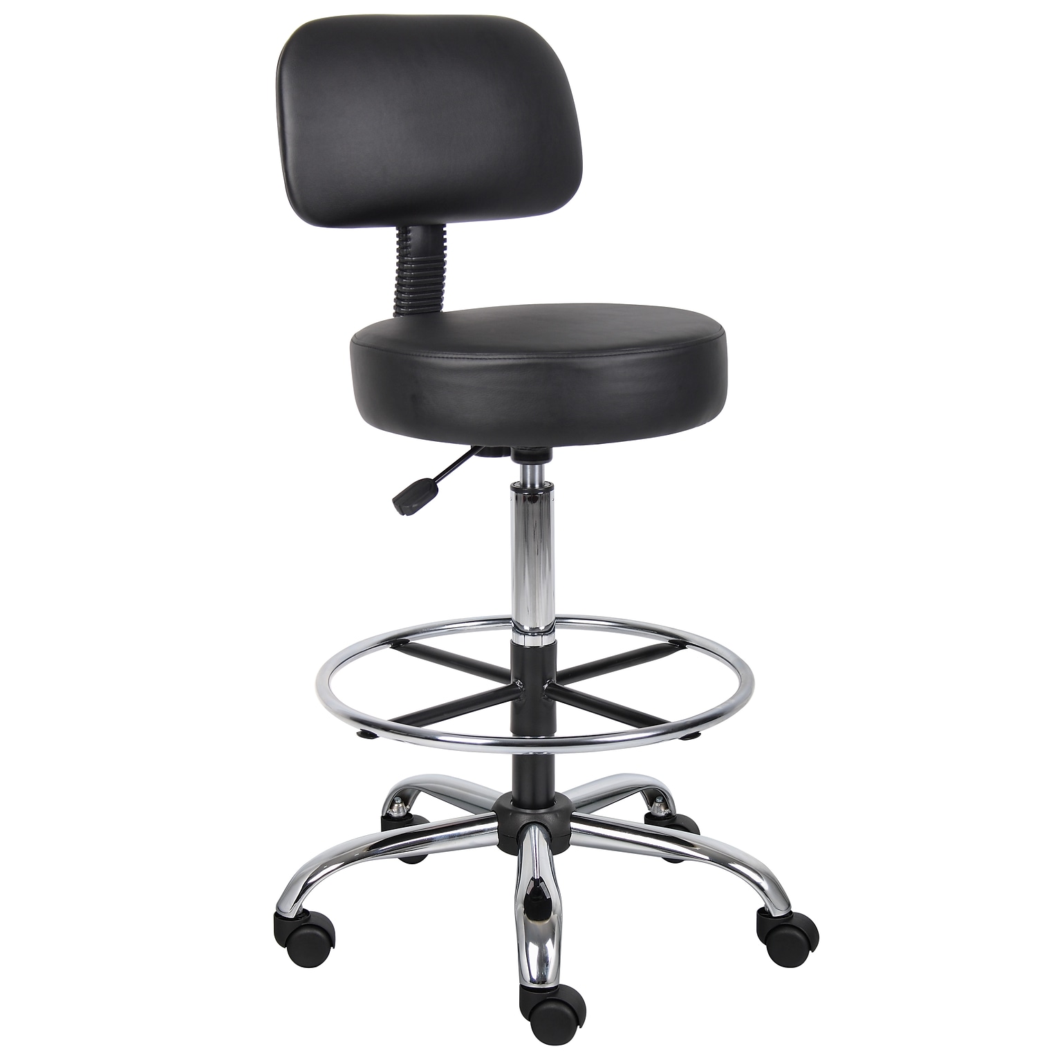 Boss CareSoft Medical/Drafting Stool with Back Cushion; Black