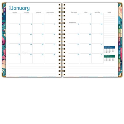 2026 Global Printed Products 8.5" x 11" Weekly & Monthly Planner, Paperboard Cover, Teal Floral (FSHN-CY26-8511-17)