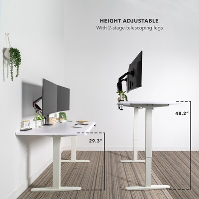 Mount-It! Dual Motor 72"W Electric Adjustable Standing Desk, White (MI-18124)