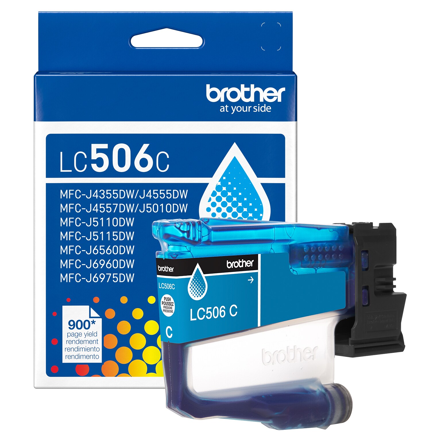 Brother LC506 Cyan Standard Yield Ink Cartridge, Prints Up to 900 Pages (LC506CS)