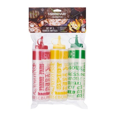 Farberware Condiment Squeeze Bottles, 14 oz., Assorted Colors, 3/Pack (5289411)