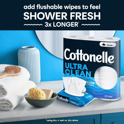 Cottonelle Ultra CleanCare 1-Ply Standard Toilet Paper, White, 312 Sheets/Roll, 24 Mega Rolls/Pack (53757)